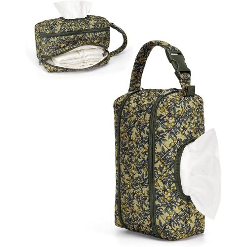 Double-Layer Wipe Holder Quilted Wipes Bag Small Hanging Diaper Bag Portable Wipe Pouch for Stroller, Home, Travel