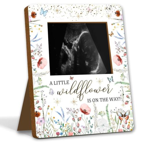 ALodr Wildflower Baby Shower Decorations, Baby Shower Sign Picture Frame, WildFlower Party Decor for Gender Reveal, Pregnancy Milestone Keepsake, Pregnancy Announcement Sonogram Photo Frames