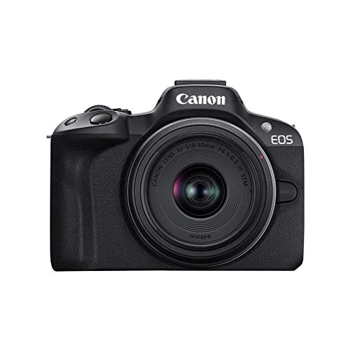 Canon EOS R50 Mirrorless Camera RF-S18-45mm F4.5-6.3 is STM Lens Kit | 24.2 Megapixel CMOS (APS-C) Sensor, 4K Video, Vlogging, Content Creation, Photography, Digital Camera, Black