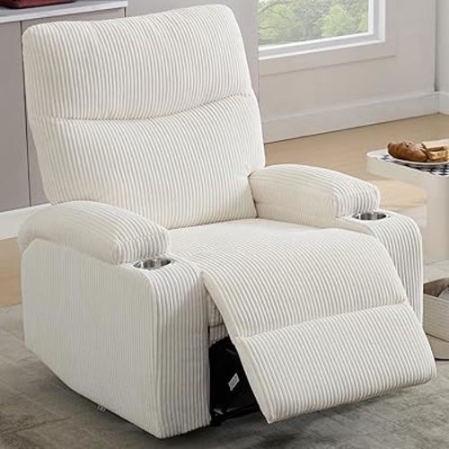 Recliner Chair, Manual Sofa-3 Comfortable Seating Positions, Ideal for Living Room, Office, RV, or Home Theater, Oversized Recliner Chairs for Adults(White)
