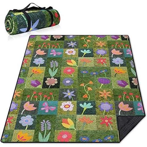Extra Large Picnic Blankets Waterproof Foldable (60 "x 80") Beach Blanket Waterproof Sandproof,3-Layer Thicking Mat Outdoor Packable Camping Blanket