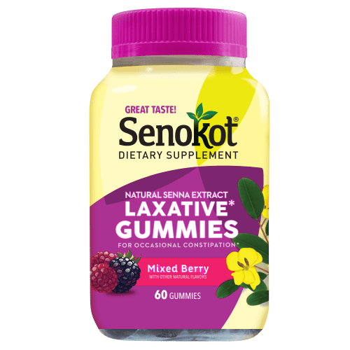 Senokot Natural Senna Laxative Gummies, Mixed Berry Flavor, 60 Count