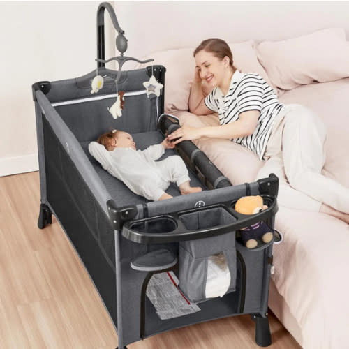 5 in 1 Easy Folding Baby Bassinet, Bedside Crib & Playpen BN05