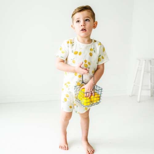 Organic Boys Top and Shorts 2 Piece Set - Citron