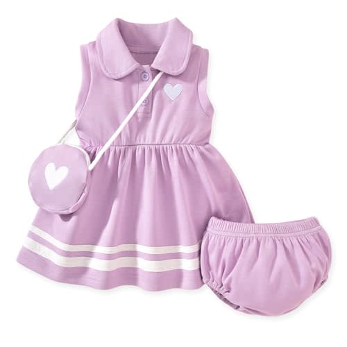 HINTINA Newborn Baby Girl Sleeveless Polo Dress with Matching Bloomers