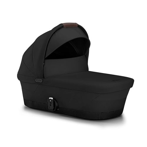 Cybex eGazelle/Gazelle S Cot Baby Bassinet - Easy-Carry Ergonomic Handle, Sun Canopy & Spacious, Cozy Interior, Compatible Gazelle S Stroller, Moon Black