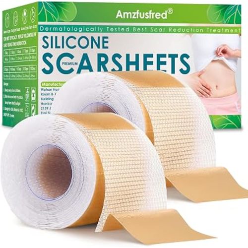 2 Pack Silicone Scar Sheets, Silicone Scar Tape, Scar Sheets for Surgical Scars, Reusable Silicone Scar Strip For Surgical, C-Section,Tummy Tuck, Keloid Scars, Burn, Acne, Removal