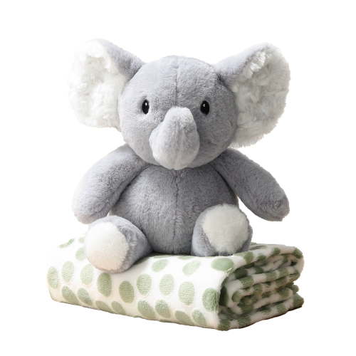 The Peanutshell Ellie Elephant Plush Blanket Gift Set with Baby Blanket & Stuffed Animal, 2-Piece