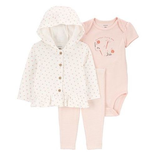 Baby Girl Carter's Hooded Cardigan, Bodysuit & Pants Set
