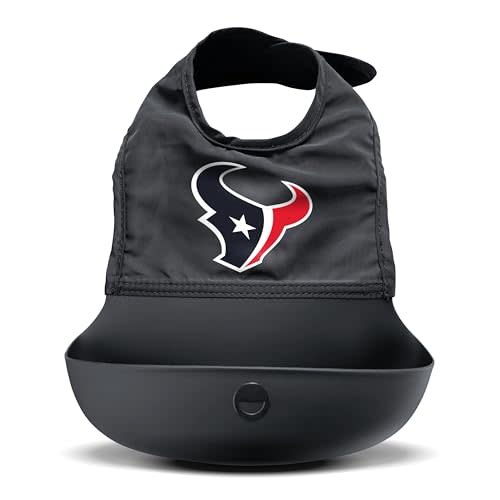 Smilo Silicone Bib - Officially Licensed NFL Fabric & Silicone Baby Bib with Crumb Catcher for Babies and Toddlers