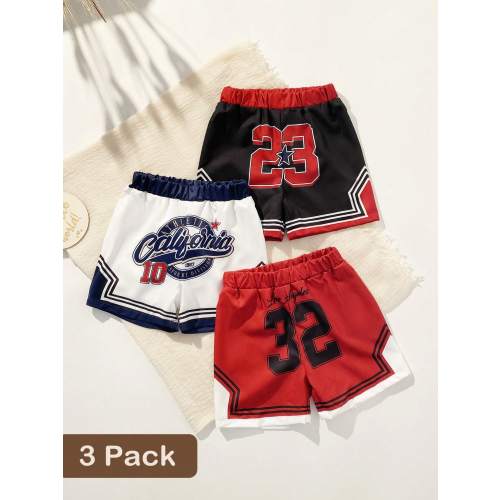 SHEIN 3pcs Baby Boy Summer Outdoor Sports Shorts Set