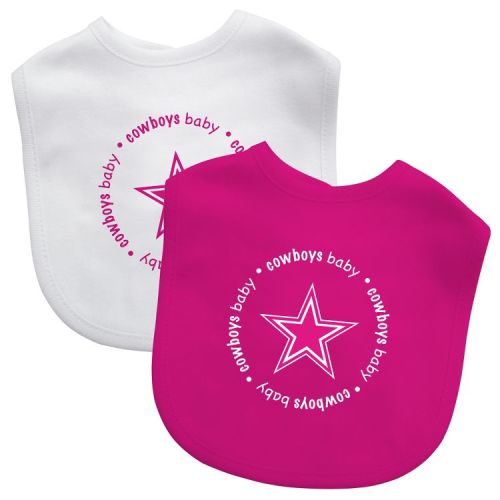 BabyFanatic Officially Licensed Pink Unisex Cotton Baby Bibs 2 Pack - NFL Dallas Cowboys