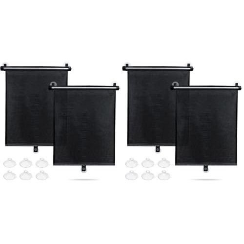 Sfee Car Window Shade for Side Windows, 4 Pack Sun Shade Retractable for Car Blocks Heat and UV Rays Glare Protection Roller Sunshade Visor for Baby, Kids, Pets, Passengers
