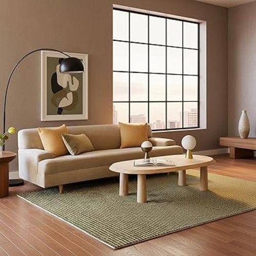 Rugs USA 8'6" x 11'6" Melrose Checked Wool Indoor Area Rug, Contemporary Farmhouse Moss/Ivory for Living Room, Bedroom, Office, Entryway, Hallway