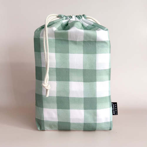 Little Human Linens Cot Waterproof Sheet - Green Gingham