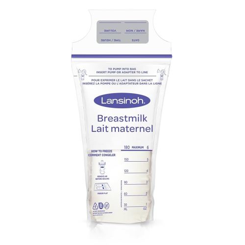 Lansinoh Breastmilk Storage Bags, Baby Essentials, Easy to Use Disposable Breastmilk Storage Bag, Airtight, Zipper Closure, Resealable, Refrigeration & Freezer Safe, BPA/BPS Free