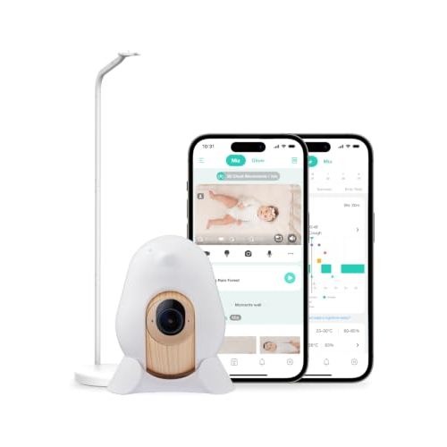 CüboAi CuboAi Smart Baby Monitor 3 Floor Stand | WiFi Baby Monitor with Covered-Face AI Detection, 2.5K QHD Video, 2-Way Audio, Sleep Analytics, Temp Sensor & Lullabies