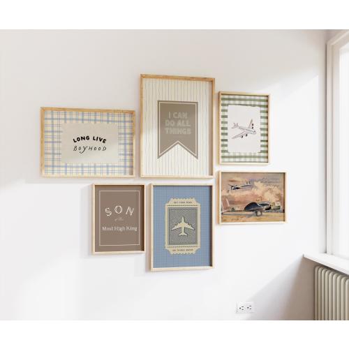 Aviation Boy Nursery Gallery Wall Art- Christian Bible Verse Kids Prints Set of 6 (Instant Download)