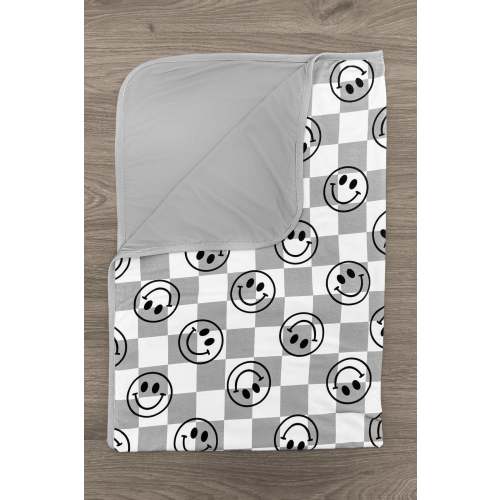 Bamboo Checkered Smiley Blanket | Baby Accessories – Sparkle In Pink