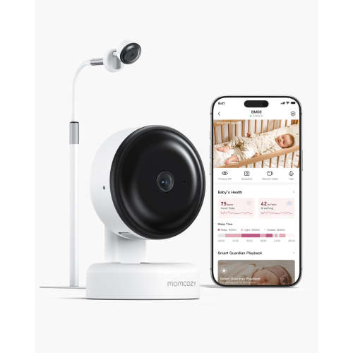 Baby Breathing Monitor & Heart Rate Monitor | 2K Night Vision Baby Monitor | Momcozy BM08