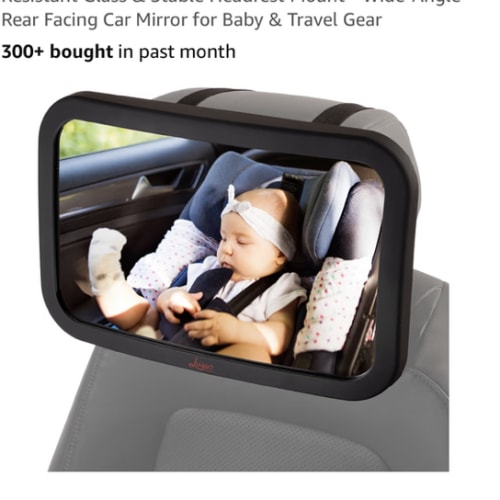 Lusso Gear Baby Mirror for Car - 11.5 in, Black - Shatter-Resistant Glass & Stable Headrest Mount - Wide-Angle Rear Facing Car Mirror for Baby & Travel Gear