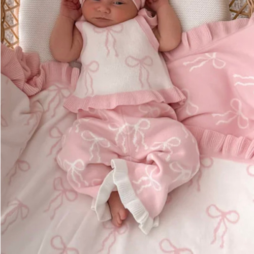 Little Bow Flared Pants - Milk & Fairy Floss – Avalia Kids