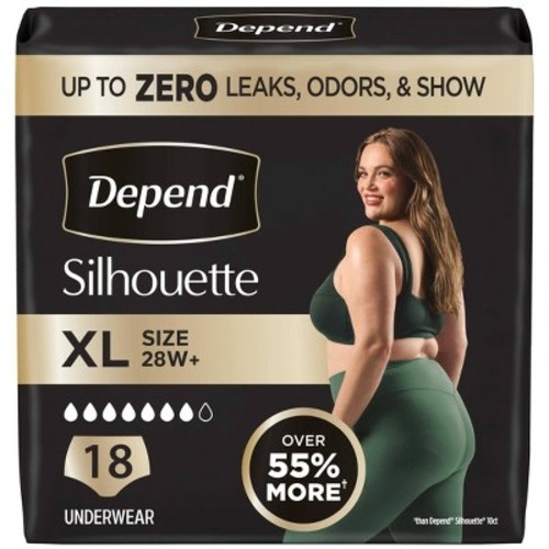 Depend Silhouette Incontinence & Postpartum Underwear for Women - Maximum Absorbency - XL - Pink - 18ct