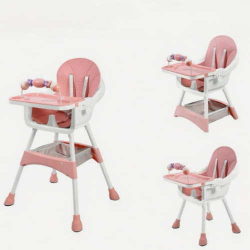 Wintline Portable High Chair,High Chairs for Babies and Toddlers,Multi-Use Easy Clean Baby High Chair with Lock Wheels, Comfortable Feeding and Place The Toy Storage Basket,Pink