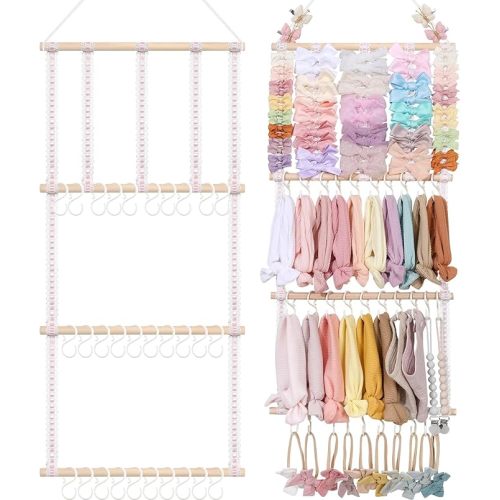 POVETIRE Headband Holder Hair Bows Organizer for Girls, Baby Headbands Hair Accessories Organizer Storage Wall Hanging Decor for Toddler Girls Room