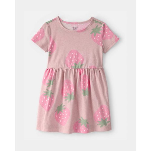 Toddler Girl Strawberry Short-Sleeve Dress - Pink | Carter's