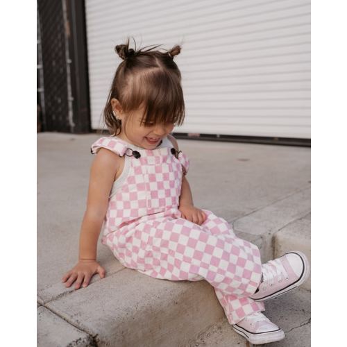 Checkered Overalls - Pink | Little Trouble
