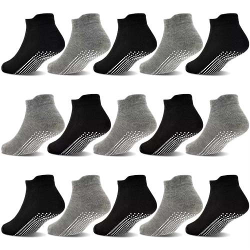 Non Slip Toddler Socks 15 Pairs Anti Skid Toddler Ankle Socks Non Skid Low Cut Socks for 1-7 Years Boys Girls