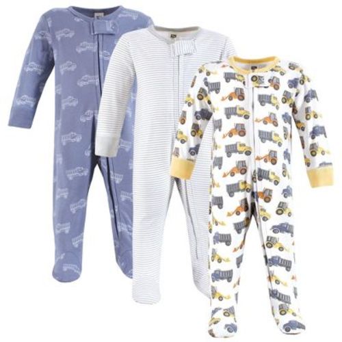 Hudson Baby Infant Boys Cotton Sleep and Play, Construction Trucks, Newborn