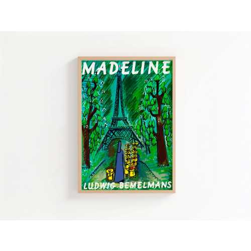Madeline in Paris Art Print | Children’s Book Illustration | Eiffel Tower Nursery Wall Art | Classic Literature Artwork
