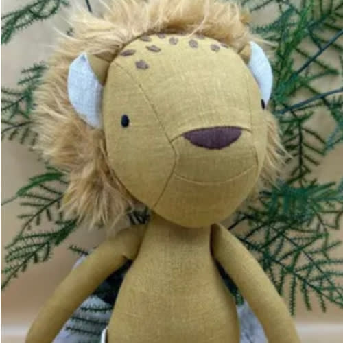 Linen Stuffed Animal: Hand Embroidered Woodland Art Doll