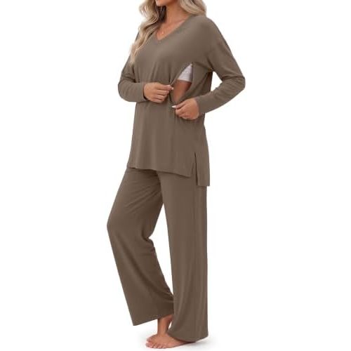 Locoowai 2 Piece Maternity Nursing Pajama Set