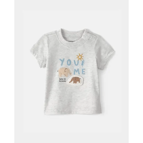 Baby 'Let's Be Friends' Graphic Tee - Grey | Carter's