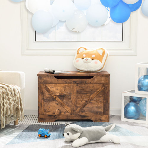 Loon Peak® Cadesha Kids Toy Box Wooden Storage Chest With Safety Hinge & Reviews | Wayfair
