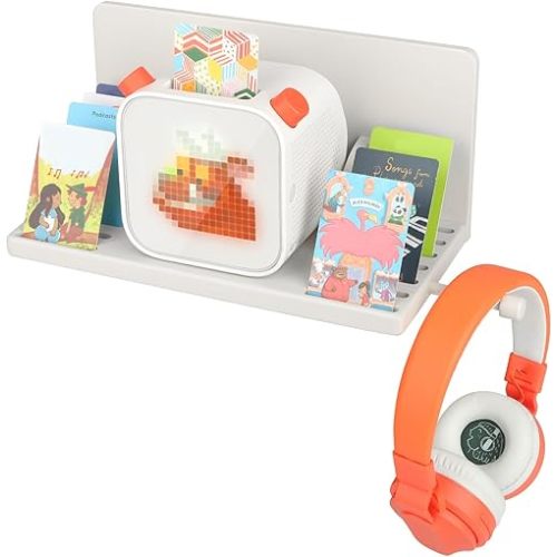 for Yoto Player Cards Shelf Wall Mounted Set,Yoto Player Holder Storage,Wooden Floating Shelves Compatible with Yoto Box Player for Children Room(Player 2nd/3rd)