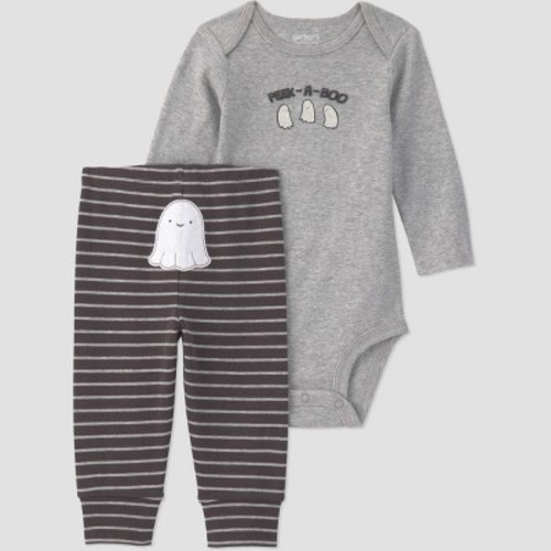 Carter's Just One You® Baby Halloween Boys' 2pc Peek-A-Boo Ghost Bodysuit and Pants Set - Gray Newborn