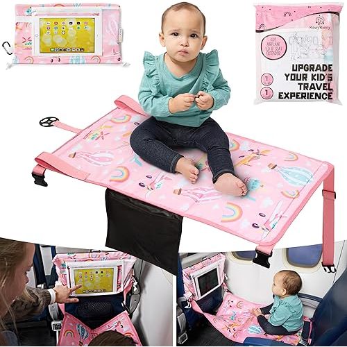 Toddler Airplane Bed - Multifunctional Seat Extender for Kids | Airplane Tray Cover with Built-in Tablet Holder | Travel Essential for Toddler Plane Comfort & Sleep Pink