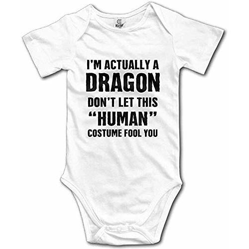I'm Actually A Dragon Don't Let This Human Boutique Baby Bodysuit Onesie Unisex Short Sleeve White