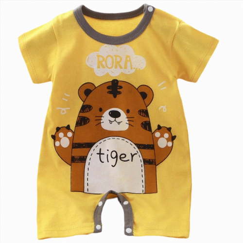 Splozh Cute Pajamas 3 6 9 12 Months Summer Clothes for Newborn Babies Cotton Short Sleeved Thin Romper Baby Clothing,Light Yellow,3-6 Months