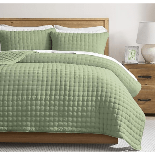 WDCOZY Cloud Soft Quilt Set, Twin Size, Sage Green, 2 Pieces 68x90 inches