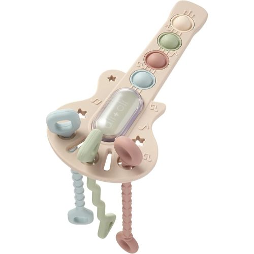 Ali+Oli Baby Guitar Pop Activity Toy – Silicone Sensory Pop Toy with Textured Teething Handles, Interactive Popping Buttons, Fine Motor Skill Toy for Babies and Toddlers
