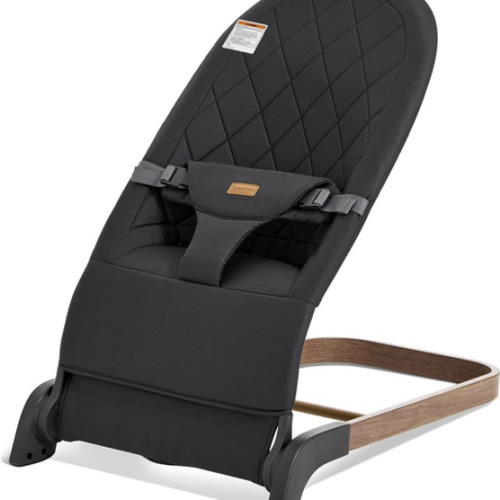Foldable Baby Bouncer, Baby Seat with 3 Adjustable Heights, Portable Newborn Rocker, Ergonomic Bouncy Seat for Natural Bounce, Bouncer for Babies 0-6 Months, Soft Cotton (Charcoal Gray)