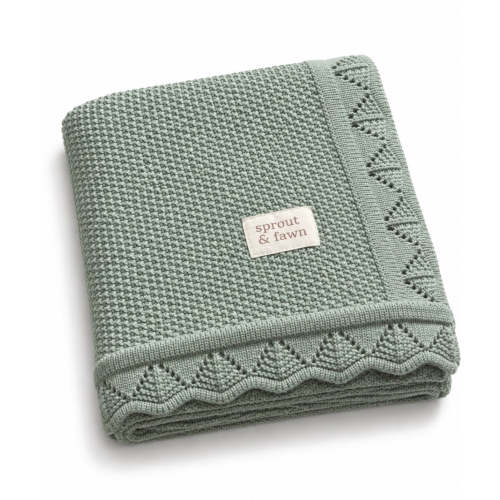 100 % Organic Cotton Sage Meadow Knit Baby Blanket
