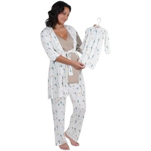5 Piece Maternity and Nursing PJ Pant Set for Mom and Baby