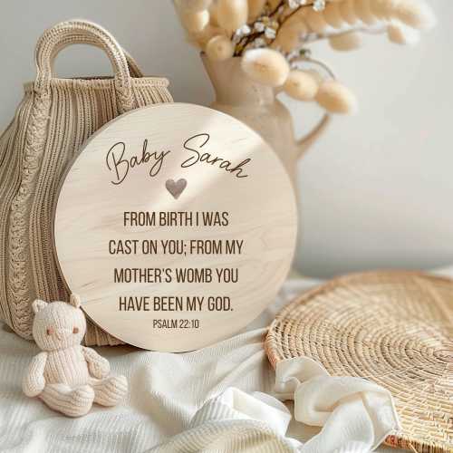 Christian Baby Name Sign with Psalm 22:10 • Personalized Nursery Sign • Faith Pregnancy Announcement • Newborn Gift for Christian Moms