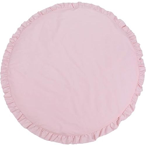 ABREEZE Cotton Mat Soft Pink Detachable Washable Game Blanket Floor Kids Activity Round Rug Home Room Decor